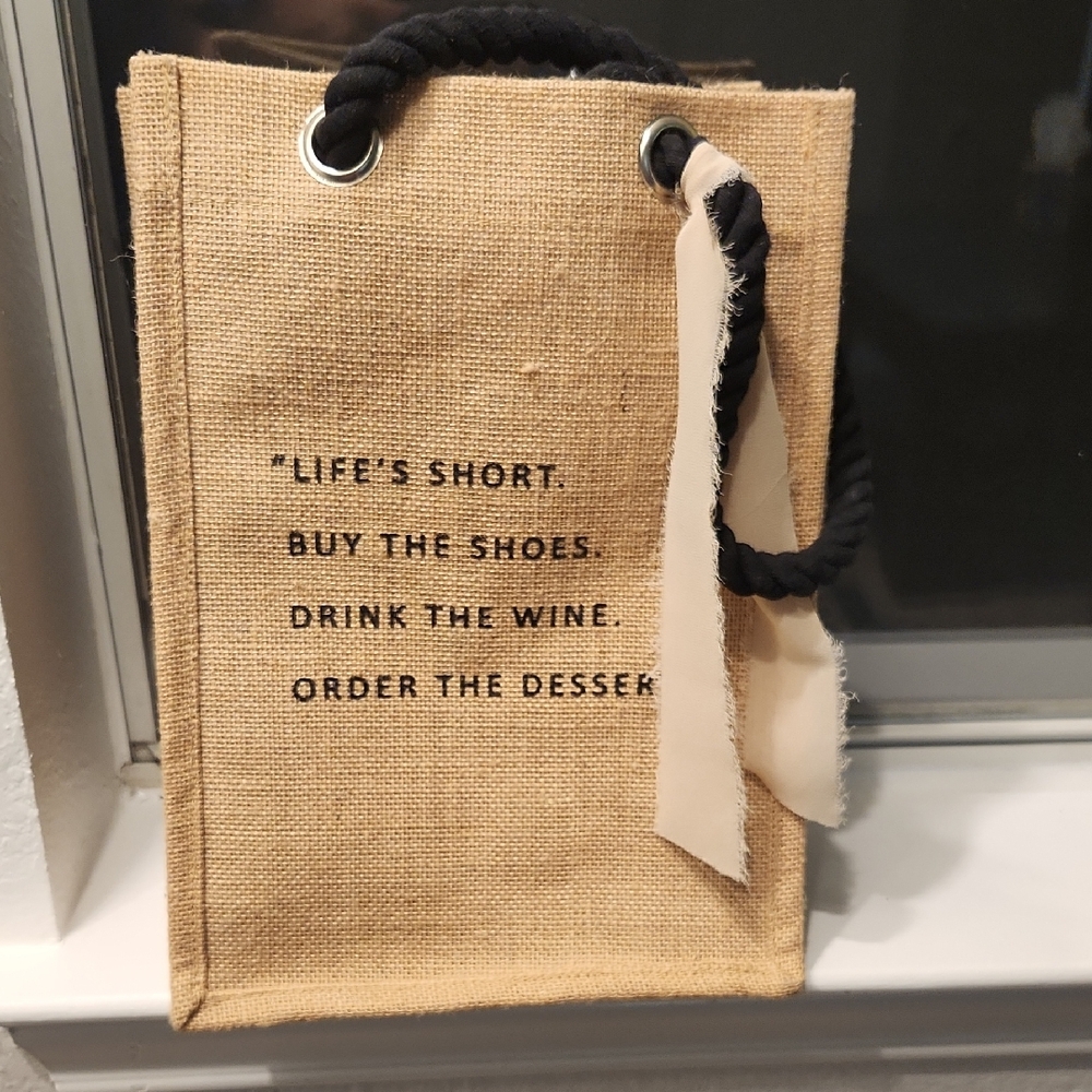 Canvas Wine Tote with Quote